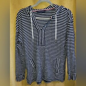 Tommy Hilfiger Navy and White Striped Sweater